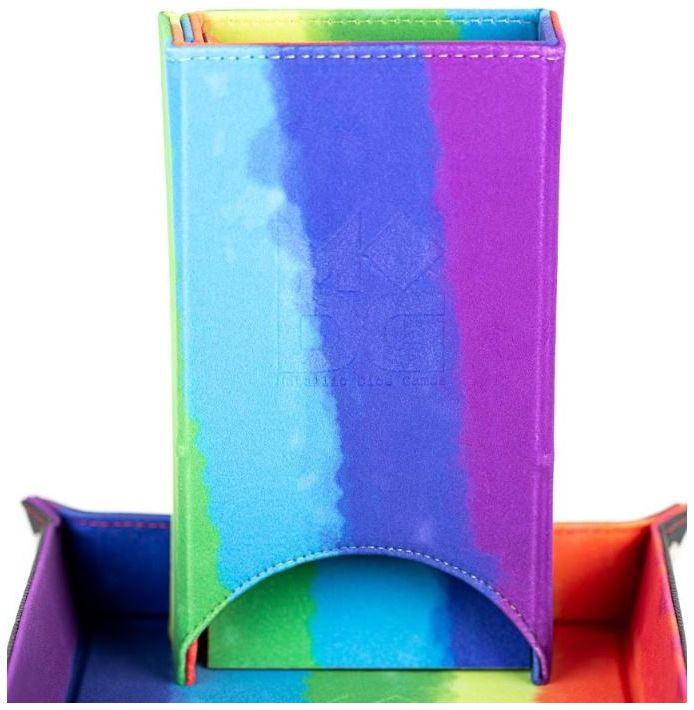 MDG Fold Up Velvet Dice Tower - Watercolour Rainbow
