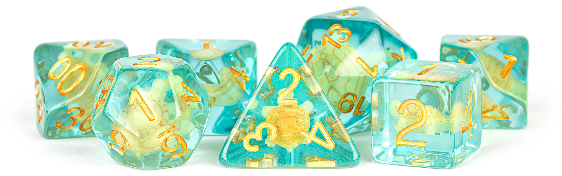 MDG Resin Polyhedral Dice Set - Turtle