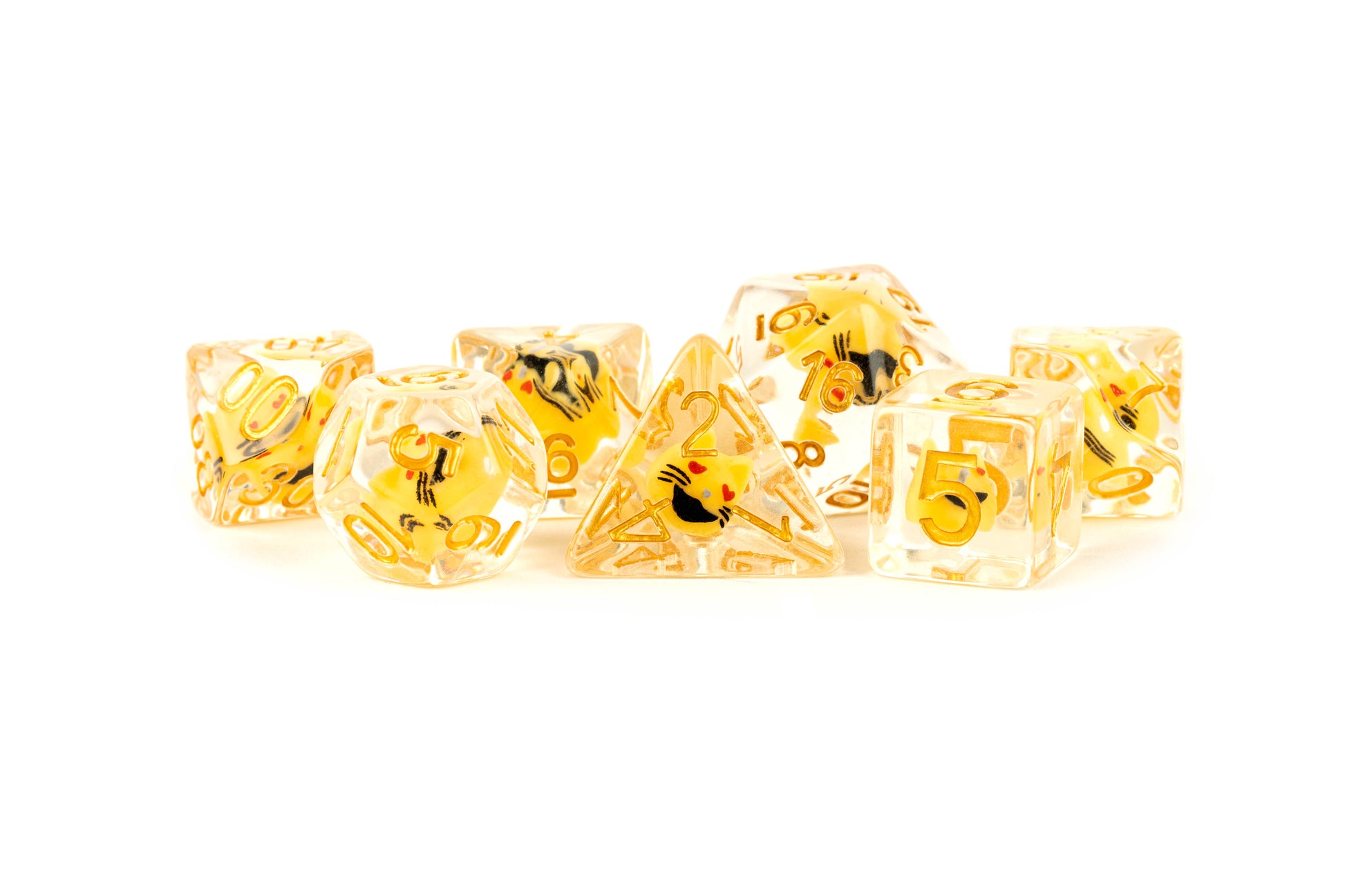 MDG Resin Polyhedral Dice Set - Cat Dice